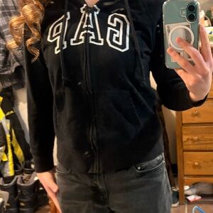 GAP Black Zip-up Hoodie With White Logo
